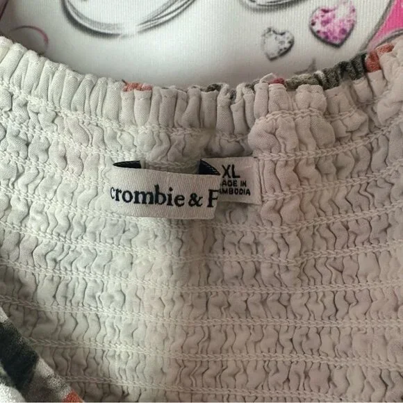 Abercrombie and fitch dress milkmaid flowers orange green Floral Print Dress - Picture 6 of 9